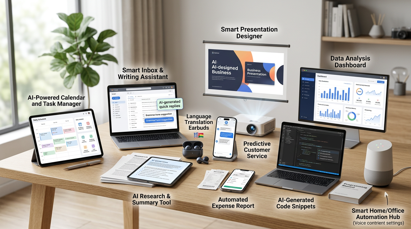 Collection of related items illustrating “The 10 practical ways AI earns its keep”