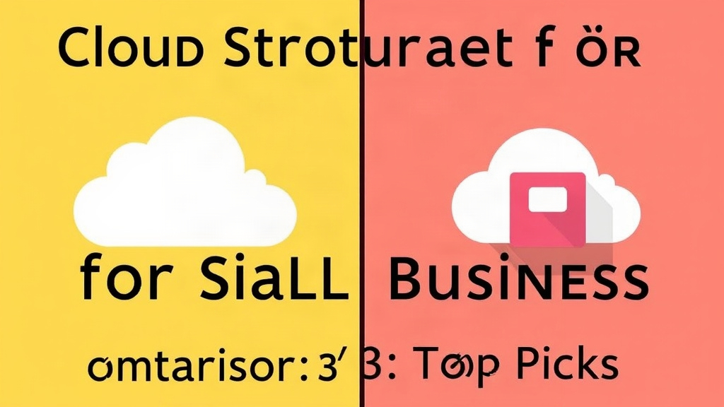 A yellow and red split graphic with white cloud icons and black text about cloud storage.