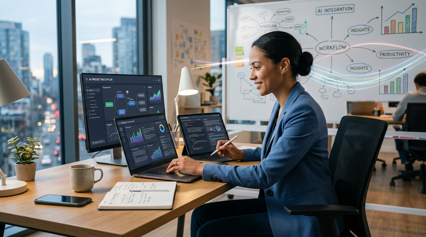 Editorial photo illustrating “Why The Personal Multiplier: How AI Transforms Productivity, Creativity, and Decision-Making